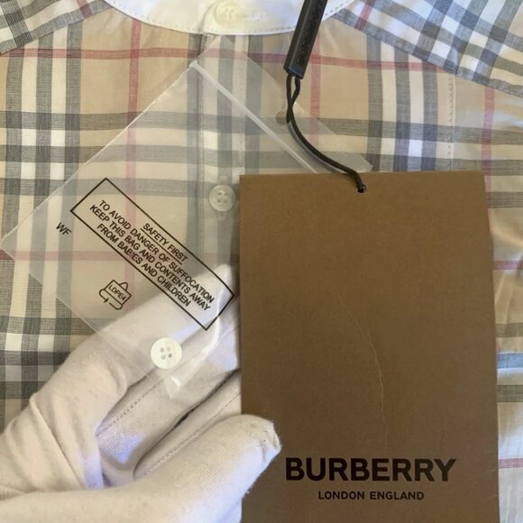 Burberry Unisex Colton Classic Check Romper Jumpsuit, Pale Stone, Sz 3 Mths, NWT - Picture 7 of 11